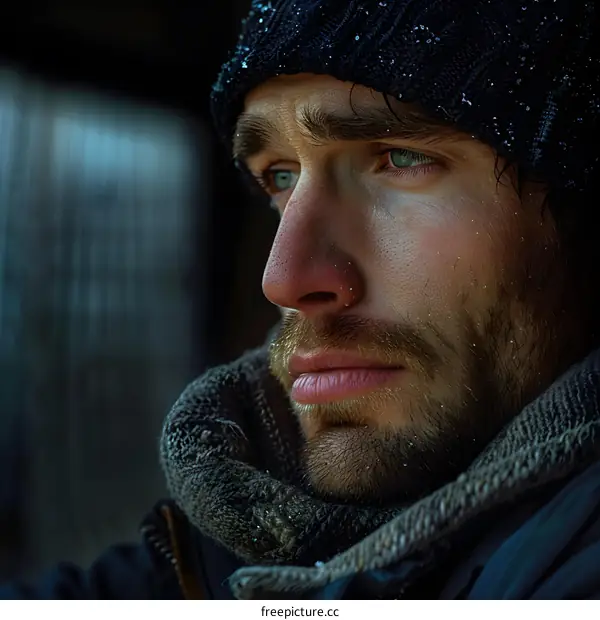 Portrait of a man with a beard and a beanie