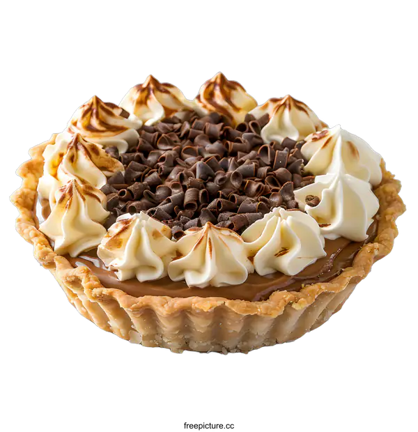 [Transparent Background PNG]Chocolate Caramel Tart Topped with Whipped Cream