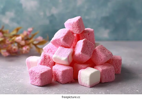 Pile of Pink and White Marshmallows