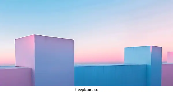 Minimalist Architecture with Pastel Sky
