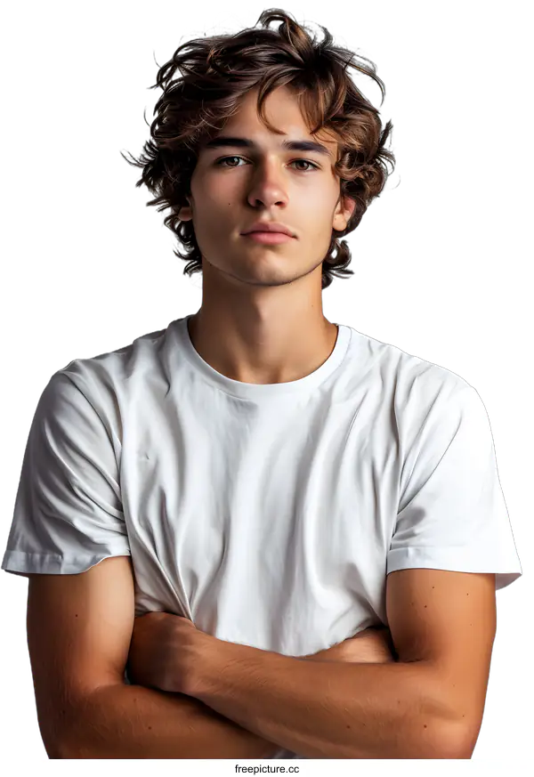 [Transparent Background PNG]Portrait of a Young Man with Crossed Arms