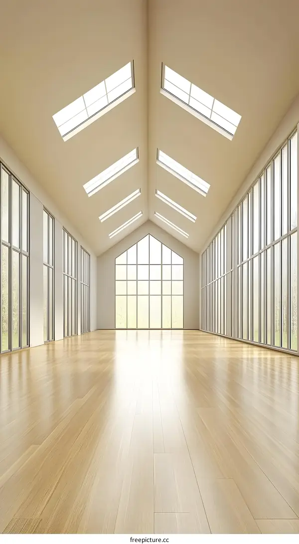 Modern Room With Skylights And Large Windows