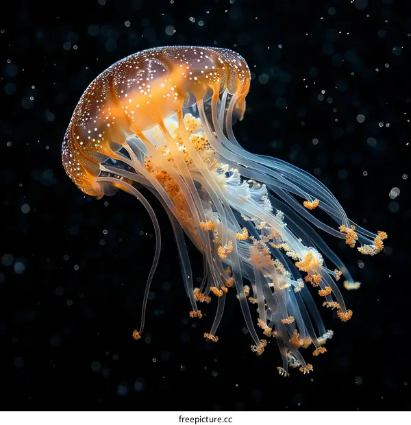 Orange Jellyfish Floating in Water
