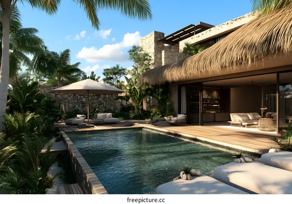 Tropical Villa with Private Pool and Lush Greenery