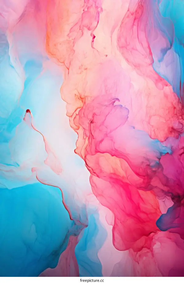 Colorful Abstract Painting in Blue, Pink and Purple