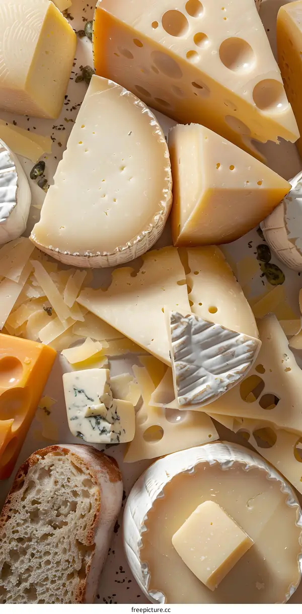 Variety of Cheeses with Bread for a Delicious Meal