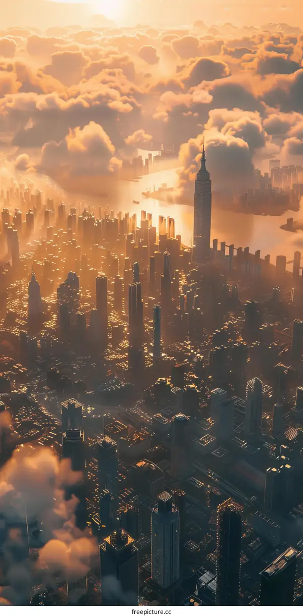 Sunrise Over the City Skyline