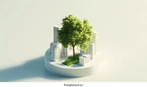 Green City Model with Tree