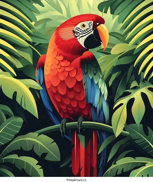 Tropical Rainforest Parrot Illustration