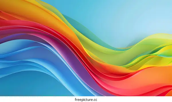 Abstract Rainbow Colored Wavy Lines Background