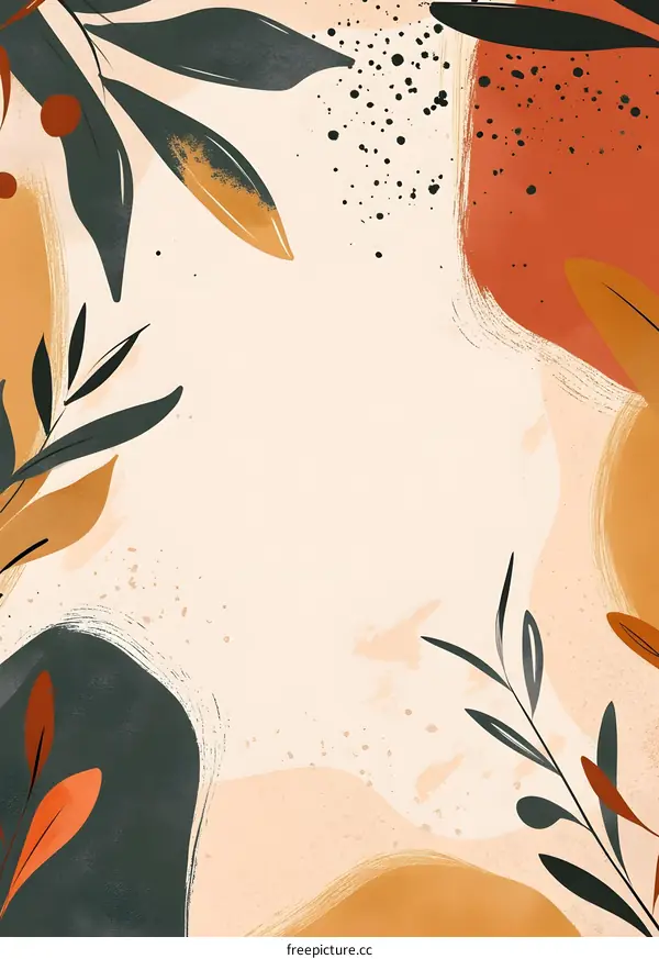 Abstract Autumn Leaves Watercolor Background