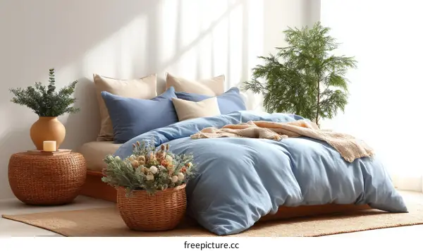 Cozy Bedroom with Light Blue Bedding