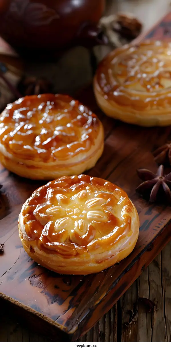 Close Up of Three Delicious Pastry Pies