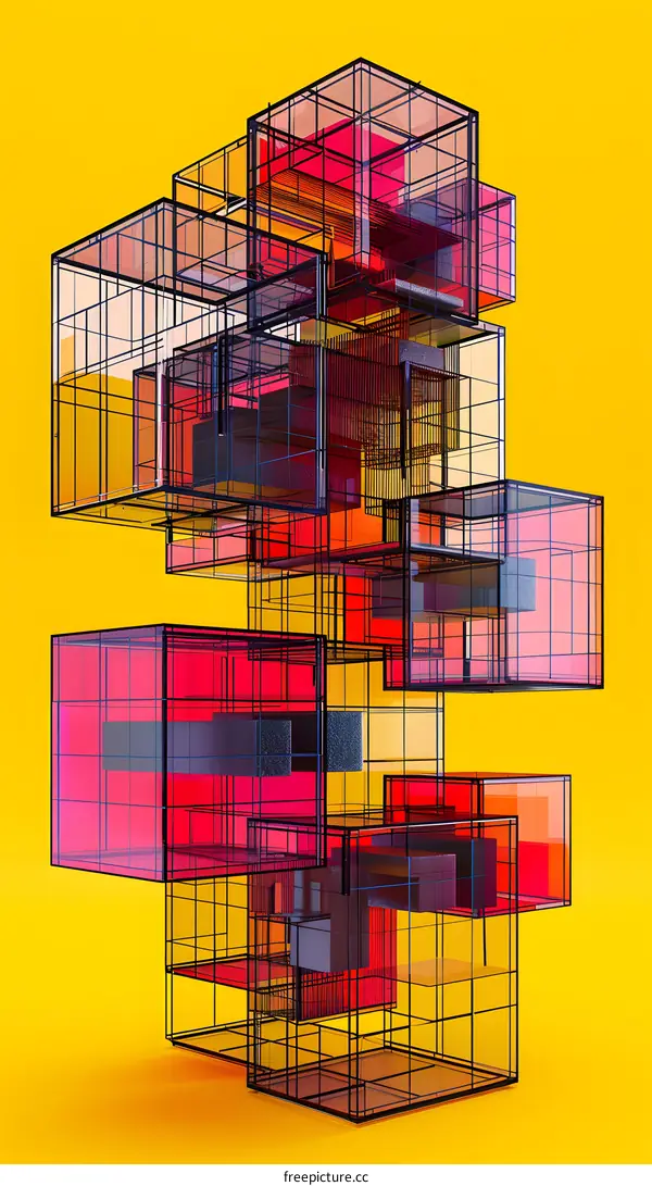 Abstract Architecture with Yellow Background