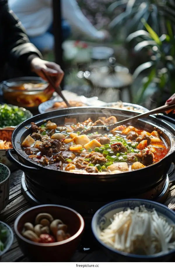 A group of people are eating a meal together