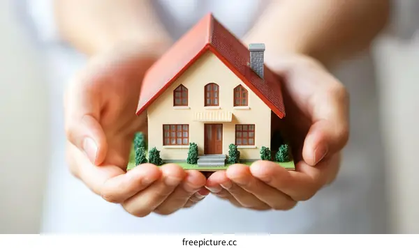 A Miniature House Held in Caring Hands