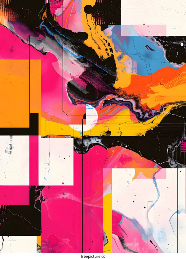 Abstract Art with Colorful Geometric Shapes and Swirls