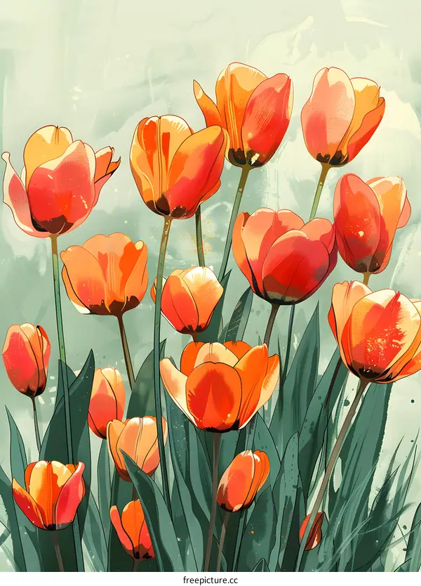 vibrant orange tulips
