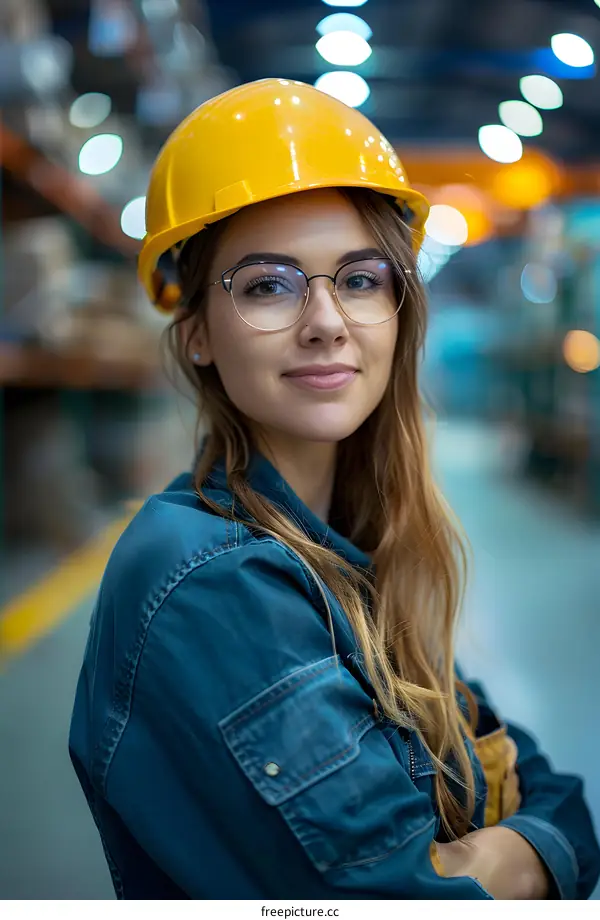 Female engineer in a warehouse