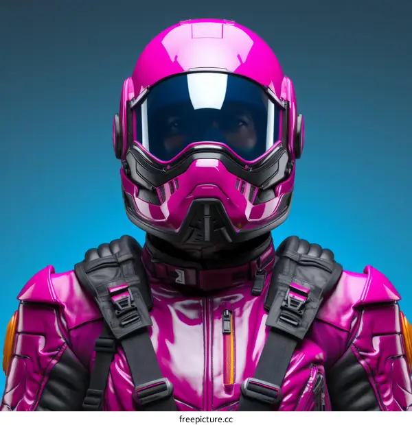 Pink Visored Helmet: Futuristic Space Suit Design