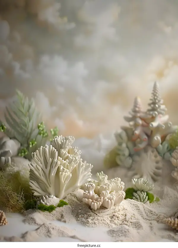 White Coral Reef Under a Cloudy Sky