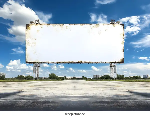 Blank Billboard Advertising Mockup Against a Blue Sky