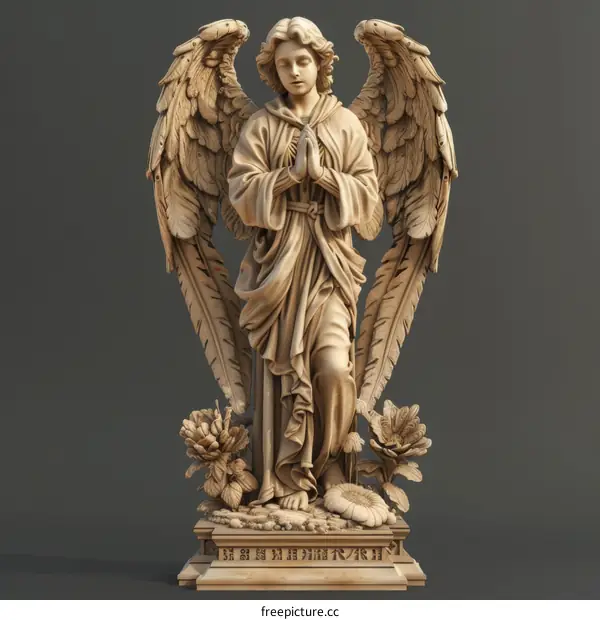 Angel Statue with Wings Religious Art Sculpture