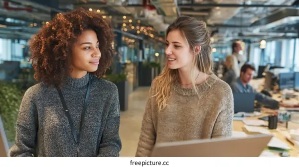 Two Diverse Colleagues in a Modern Office Setting