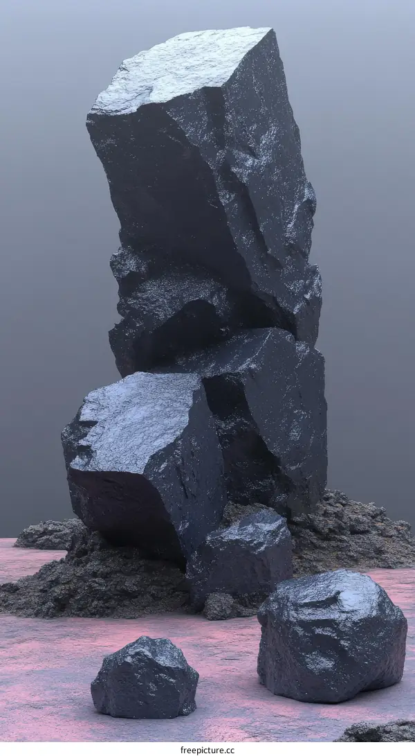 Abstract Stacked Rocks in Pastel Background