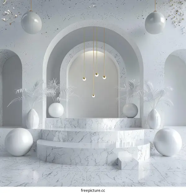 White Marble Podium with Minimalist Lighting