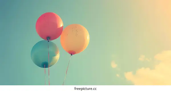 Three Balloons Floating in the Sky