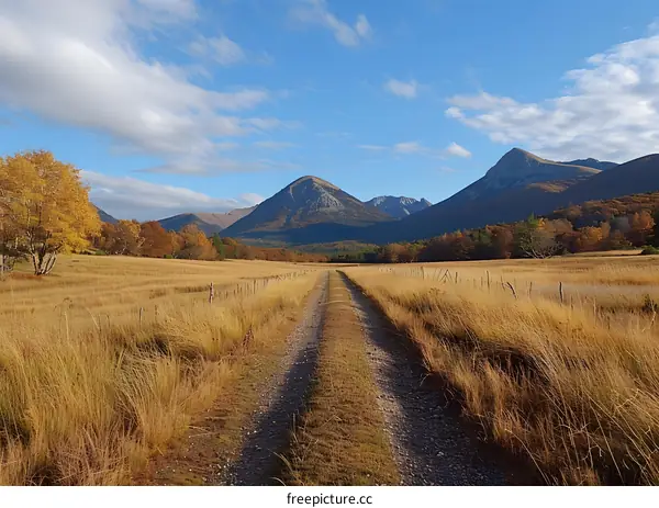 The dirt road through the middle of the mountains