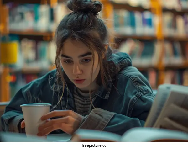 Young woman studying in the library