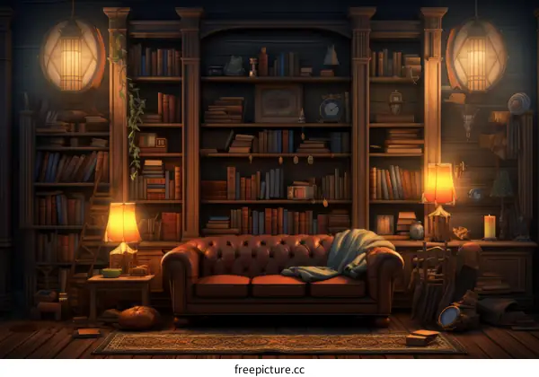 fantasy library room interior