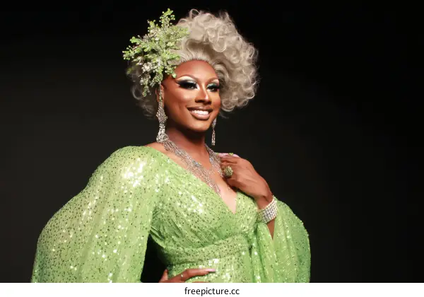 Drag Queen in a Lime Green Sequined Dress
