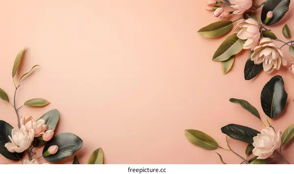 Floral Arrangement on Pastel Pink Background