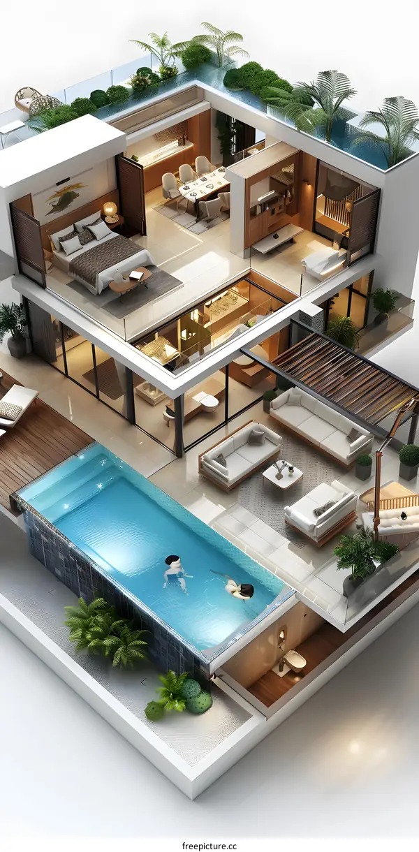 剖面图展示的现代住宅