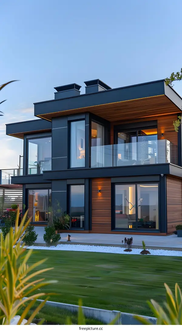 Modern Black and Wood House Exterior
