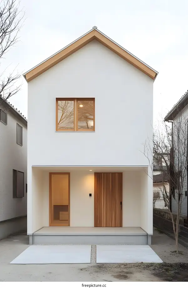 Modern Minimalist White House With Wooden Accents