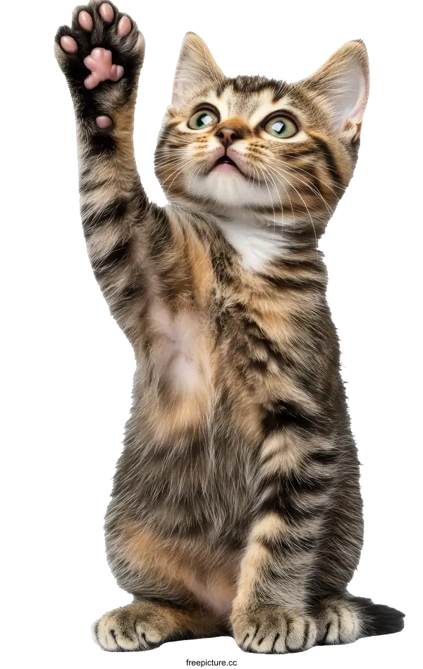 [Transparent Background PNG]Cute Kitten Raising Paw