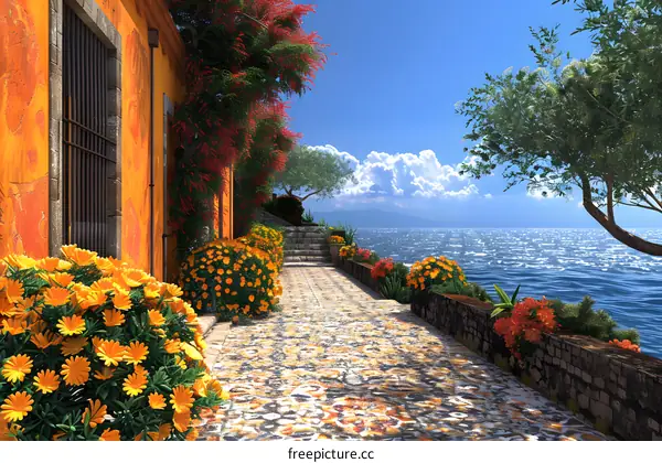 Flowers by the Mediterranean Sea