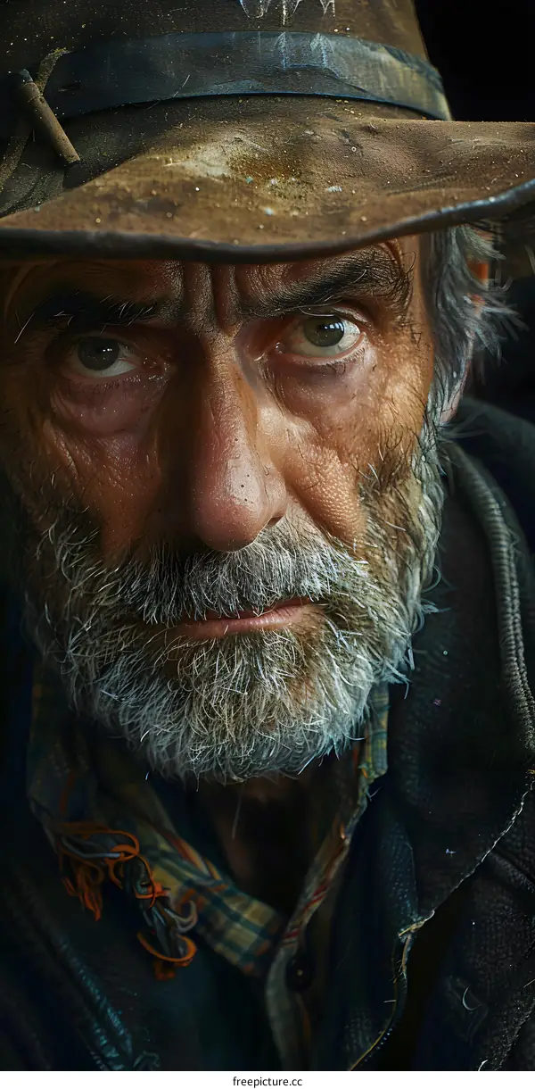 portrait of an old man with a hat