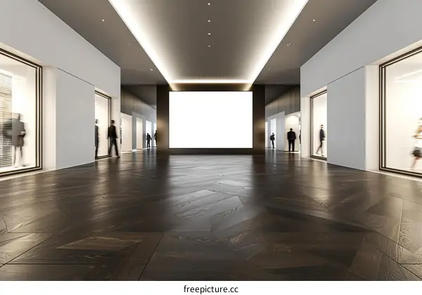 Modern Office Lobby Interior With Blank Billboard On Wall