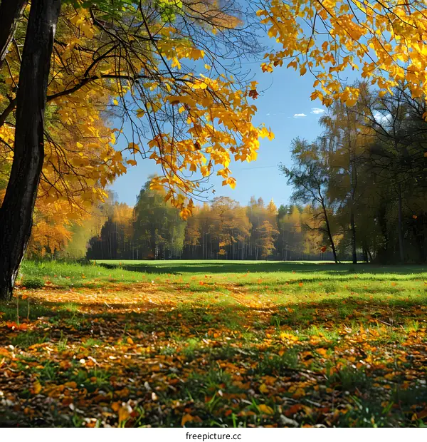 Autumn Foliage in a Sunny Forest