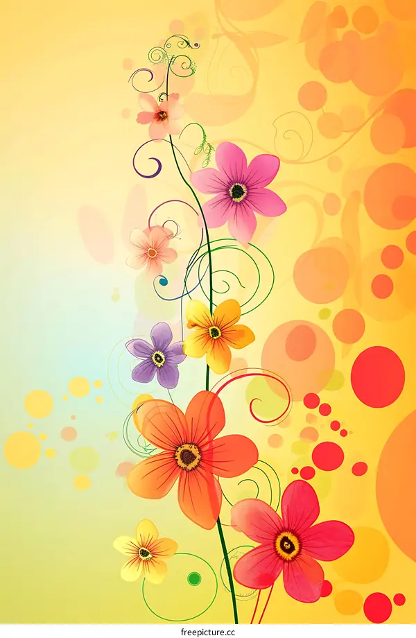 Colorful Flower Design with Swirls