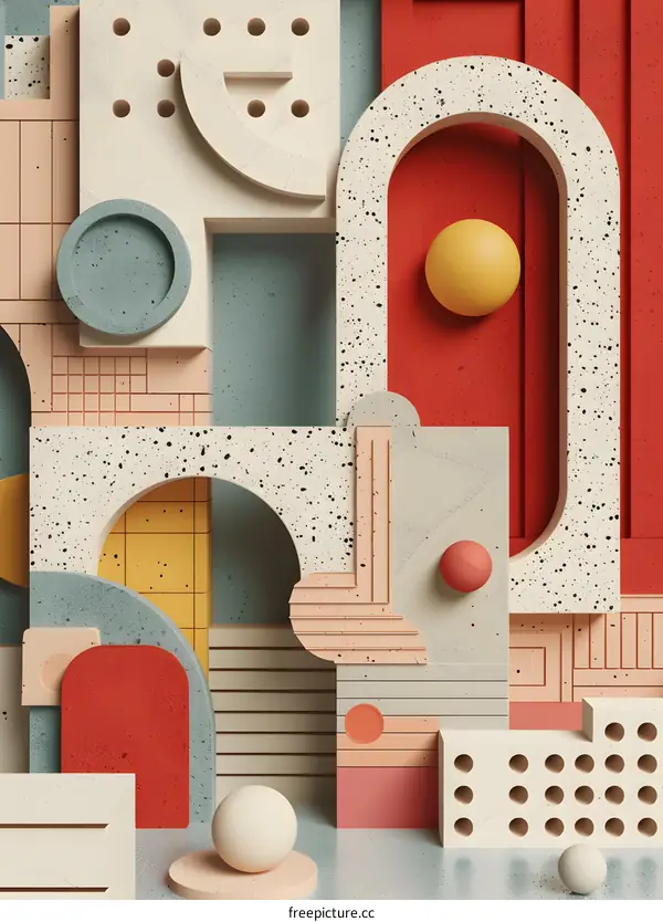 Abstract 3D Geometric Shapes with Colorful Shapes