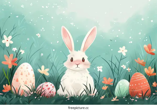 Cute Fluffy Bunny in a Spring Meadow