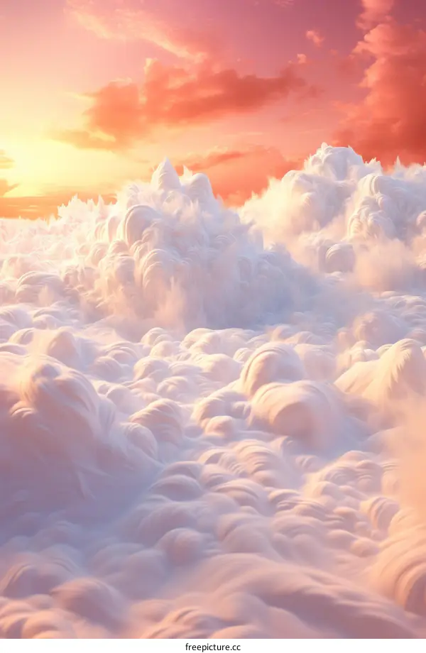 Pink and White Cotton Candy Clouds Over the Sunset