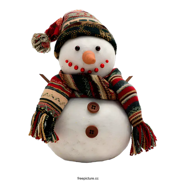 [Transparent Background PNG]Handmade Snowman Toy with Scarf and Hat