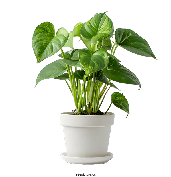 [Transparent Background PNG]Green Plant in White Pot on White Background